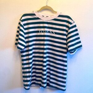 Guess originals vintage t shirt green gray stripes medium